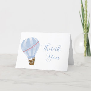 Carte De Remerciements Blue Simple Star Hot Air Balloon Baby shower garço