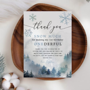 Carte De Remerciements Blue Snowflakes ONE derful 1st Birthday