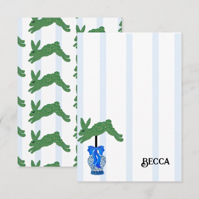 Carte De Remerciements Blue Staffordshire Chiens Topiary Ginger Jar Jars (Devant / Derrière)