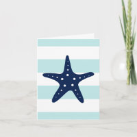 Blue Starfish on Mint Stripes