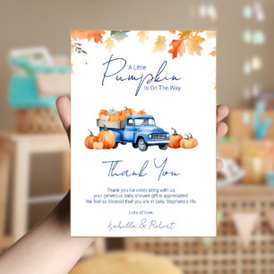Carte De Remerciements Blue Truck Petit Citrouille sur le chemin Baby sho