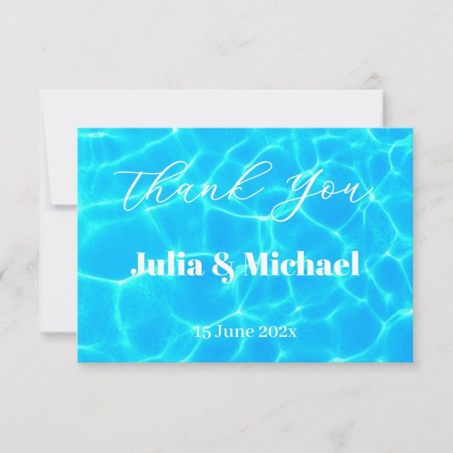 Carte De Remerciements Blue Water Beach & Destination Wedding Ocean Theme (Devant)