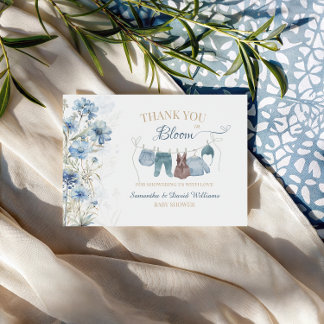 Carte De Remerciements Blue Wildflower Baby in Bloom Baby Shower 