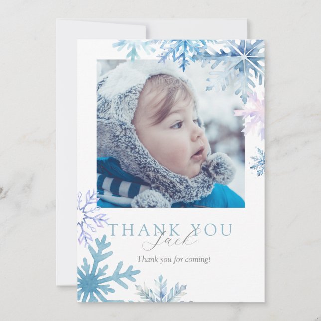 Carte De Remerciements Blue Winter Wonderland photo thank you card (Devant)