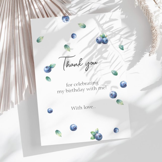 Carte De Remerciements Blueberry Anniversaire Fête Berry Sweet Aquarelle (Créateur téléchargé)