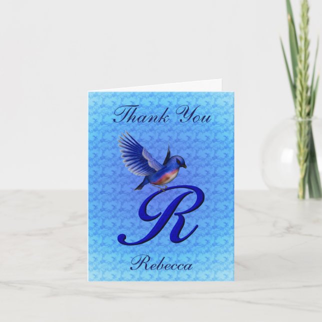 Carte De Remerciements Bluebird Monogram Initial R Personalized (Devant)