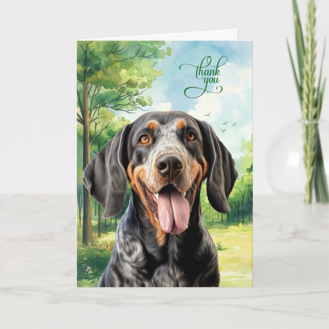Carte De Remerciements Bluetick Coonhound Dog in a Country Meadow (Devant)