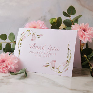 Carte De Remerciements Blush Aquarelle Floral Fête de Mariage Pliée