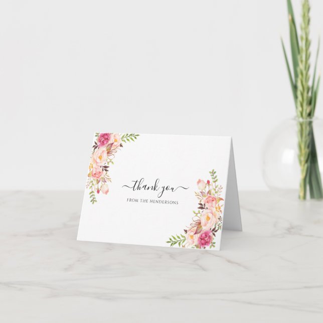Carte De Remerciements Blush Boho Funeral Wedding shower Folded (Devant)