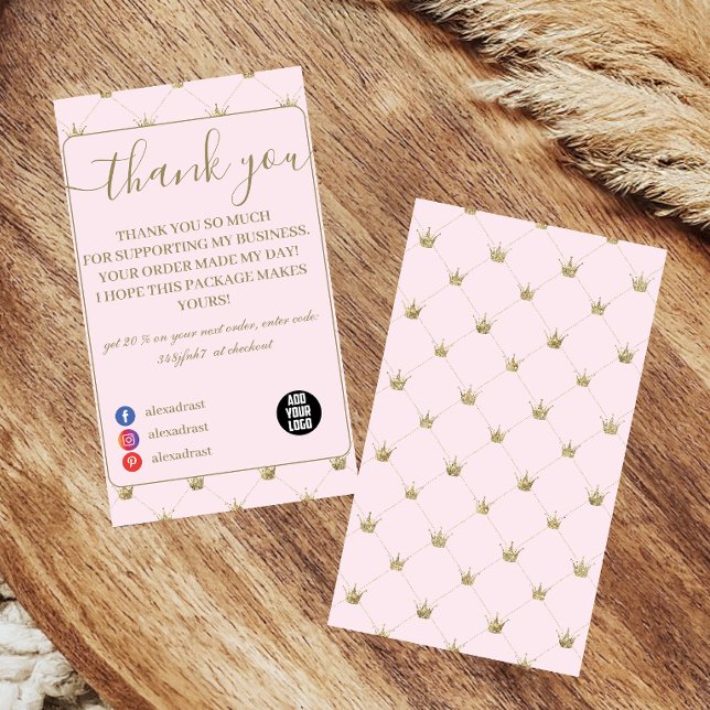 Carte De Remerciements Blush Crown Chic Minimal (Créateur téléchargé)