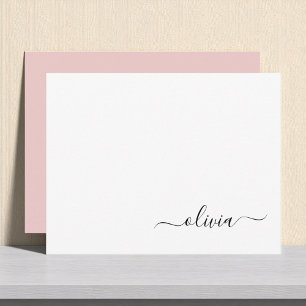 Carte De Remerciements Blush Dusty rose moderne Script Girl Monogramme No