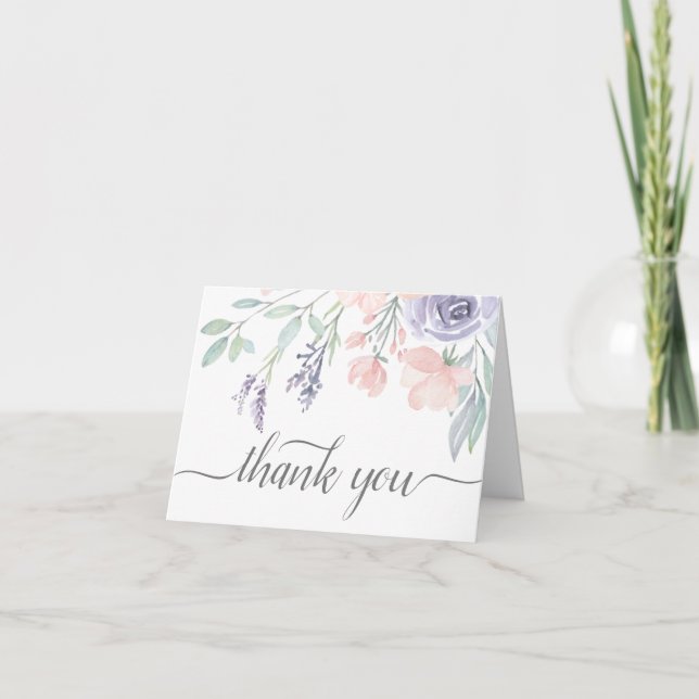 Carte De Remerciements Blush Lavender Watercolor Floral (Devant)