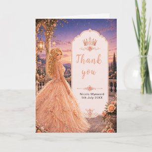 Carte De Remerciements Blush Peach Sweet 16 Princesse Jardin