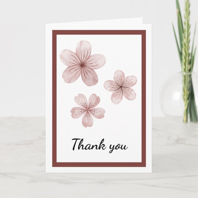 Carte De Remerciements Blush Pink Floral Elegant Minimal Soft Botanical (Devant)