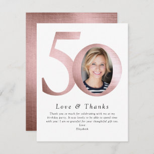 Carte De Remerciements Blush Pink Foil 50 & Fabulous Photo