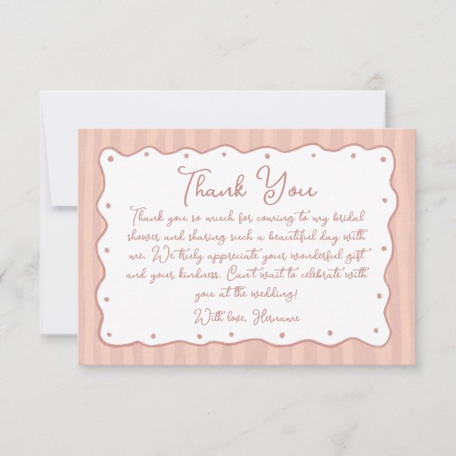 Carte De Remerciements Blush Pink Hand Painted Bridal Shower 02 (Devant)