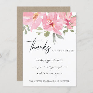 CARTE DE REMERCIEMENTS BLUSH PINK PEONT FLORAL ENTREPRISE LOGO