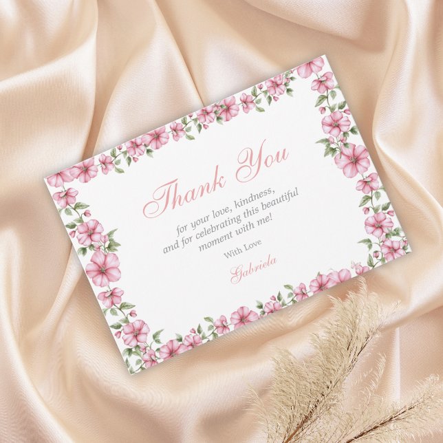 Carte De Remerciements Blush Pink Silver Mis Quince Glitter Quinceañera (Créateur téléchargé)