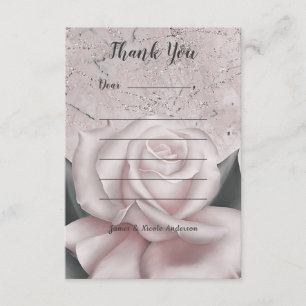 Carte De Remerciements Blush Rose Blanche Glam Moderne Marbre Shabby Chic