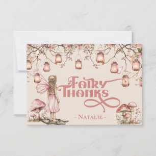 Carte De Remerciements Blush rose Fairy Premier Anniversaire Thème de fêt