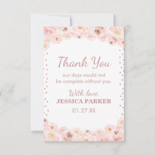 Carte De Remerciements Blush Rose Gold Pois surprise fête d'anniversaire
