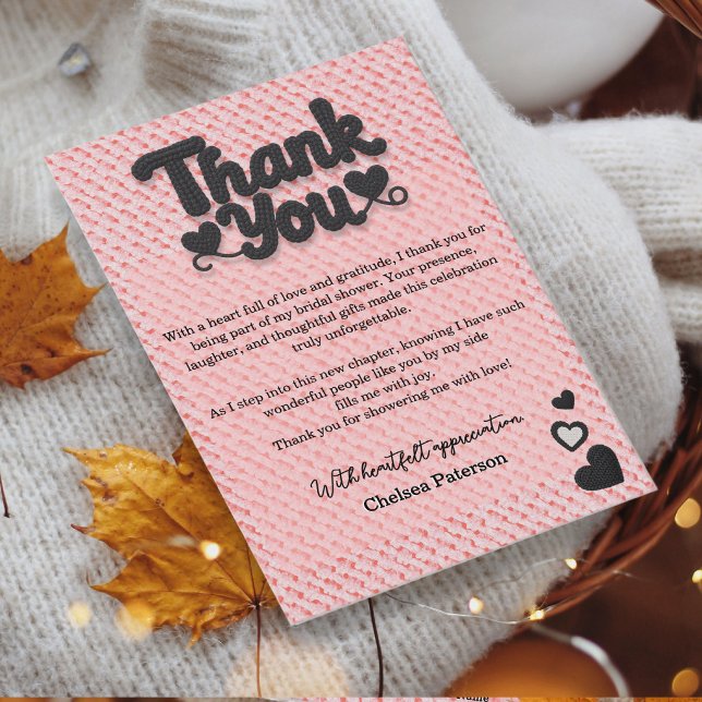 Carte De Remerciements Blush Rose Noir Typographie Enterrement de Vie de  (Créateur téléchargé)