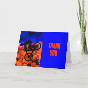 Carte De Remerciements BMX dans les cristaux de lumière et la foudre Merc