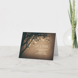 Carte De Remerciements bocaux de mason rustique et lumières scintillantes