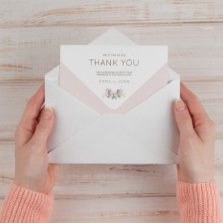 Carte De Remerciements Boda flores silvestres romántico rosa