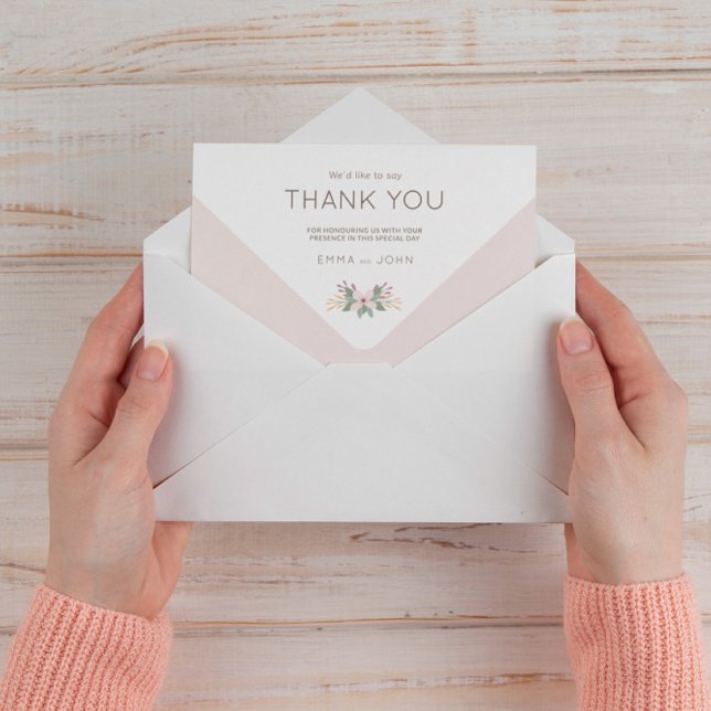 Carte De Remerciements Boda flores silvestres romántico rosa (Créateur téléchargé)