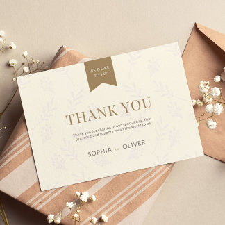 Carte De Remerciements Boda romántico dorado ramas de olivo