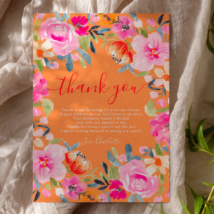 Carte De Remerciements Bohème audacieuse floral aquarelle douche de maria