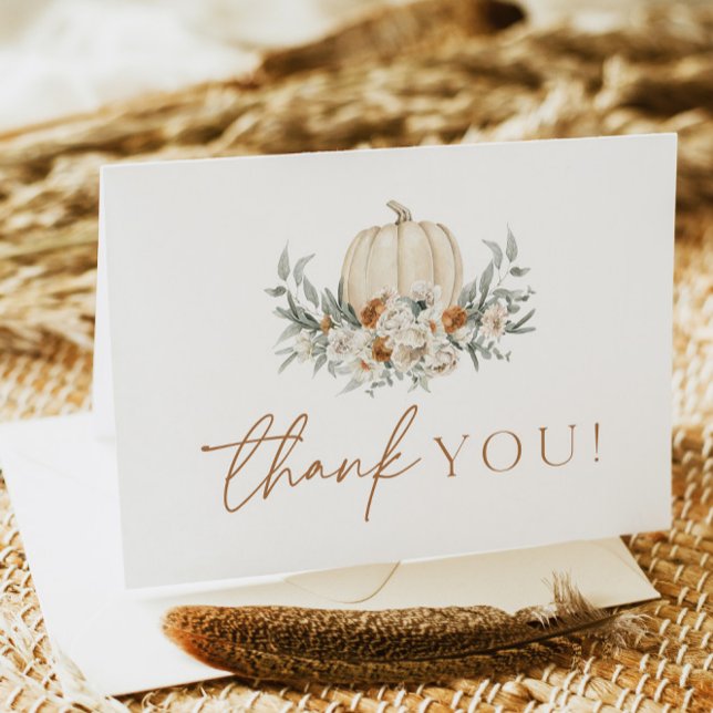 Carte De Remerciements BOHÈME Boho Automne Terracotte Fleur de Citrouille (Créateur téléchargé)