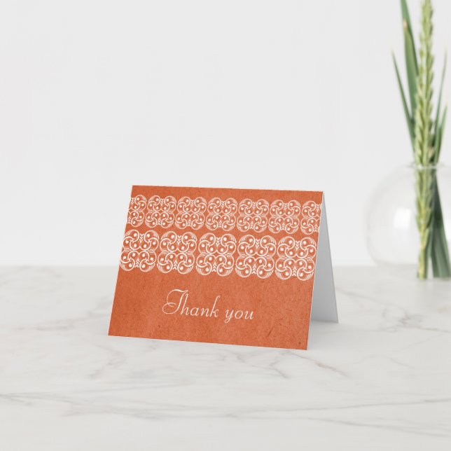 Carte de remerciements bohème moderne orange (Devant)