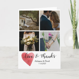 Carte De Remerciements Bohemian Heart Four Photos Mariage Love & Thanks