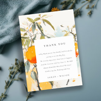 Carte De Remerciements Boho Abstrait Sketchy Orange Garden Mariage