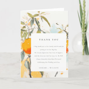 Carte De Remerciements Boho Abstrait Sketchy Orange Garden Mariage