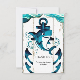 Carte De Remerciements Boho Anniversaire de requin nautique ensorcelé