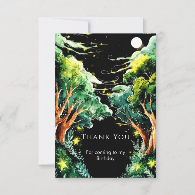 Carte De Remerciements Boho Anniversaire Forêt de Bois (Devant)