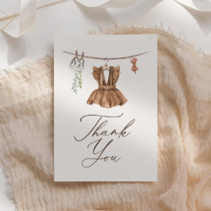 Carte De Remerciements Boho Aquarelle Bébé Vêtements Fille Baby shower