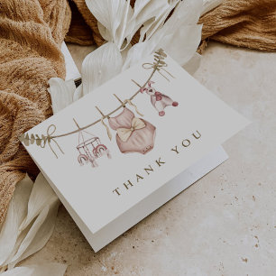 Carte De Remerciements Boho Aquarelle Bébé Vêtements Fille Baby shower