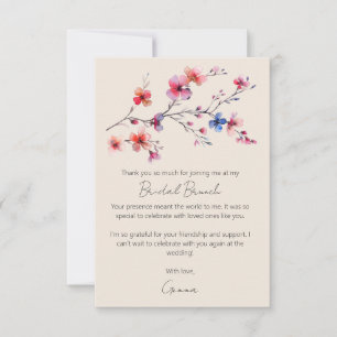 Carte De Remerciements Boho Aquarelle Fleur Sauvage Brunch de Mariage Bei
