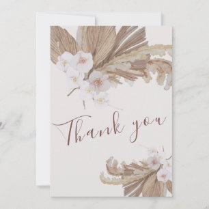 Carte De Remerciements Boho Aquarelle Florale Pampas Grasse Photo