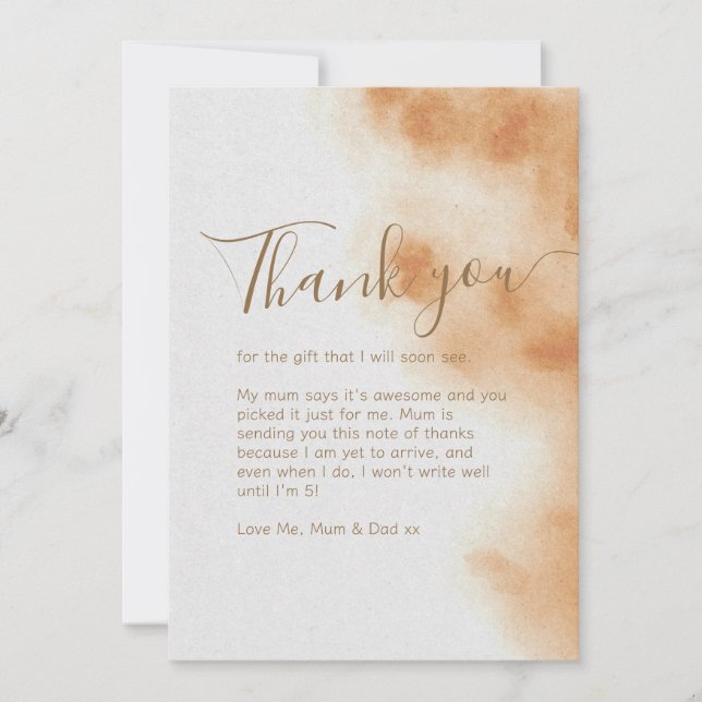 Carte De Remerciements Boho Aquarelle moderne Tie Dye Baby shower beige (Devant)