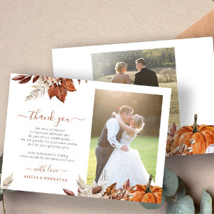 Carte De Remerciements Boho automne automne automne 2 photos élégant scri