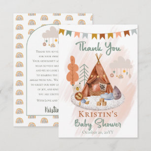Carte De Remerciements Boho Baby Boy Teepee   Baby shower jouets