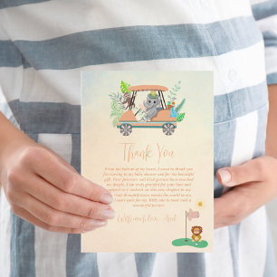 Carte De Remerciements Boho Baby Elephant, Singe, Lion Golf Baby shower