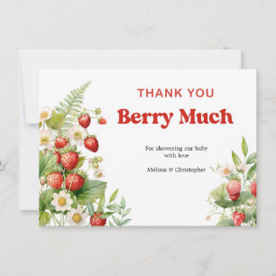 Carte De Remerciements Boho Baby shower fraise Berry Sweet