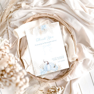Carte De Remerciements Boho Blue Citrouille C'est un garçon Baby shower d