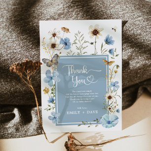 Carte De Remerciements Boho Blue Fleur sauvage Garden Baby shower garçon
